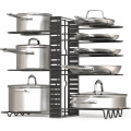 Amazon Hot Sale 14 / 8 / 5 Layer Multifunctional Adjustable Kitchen Cabinet Frying Pan Organizer Pot Pan Rack